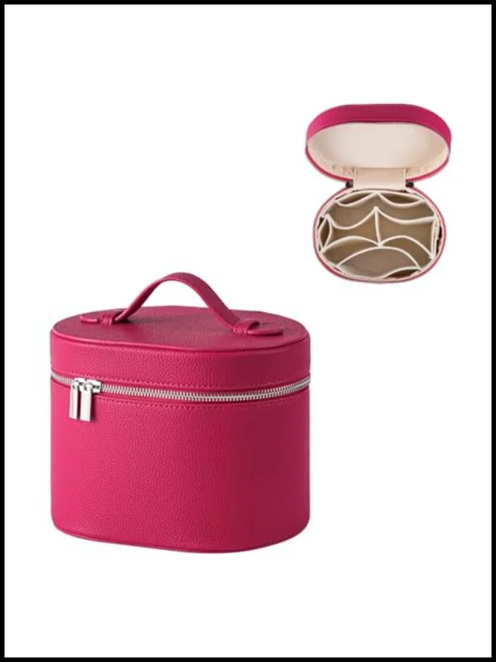 Travel Makeup Vanity Case with Divider and Handle, Waterproof PU Leather